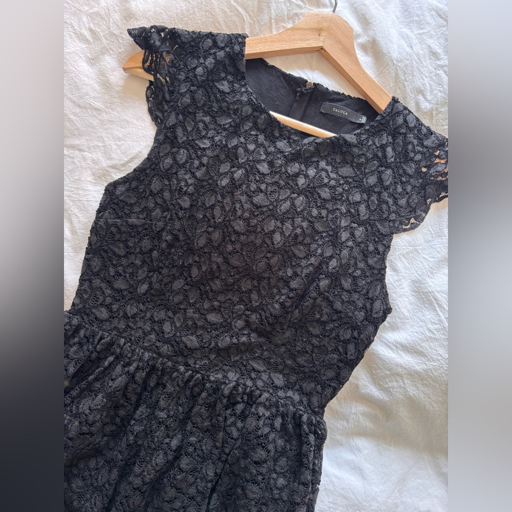 Aritzia Black Lace Cap Sleeve Dress